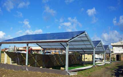 Impianto fotovoltaico su serra